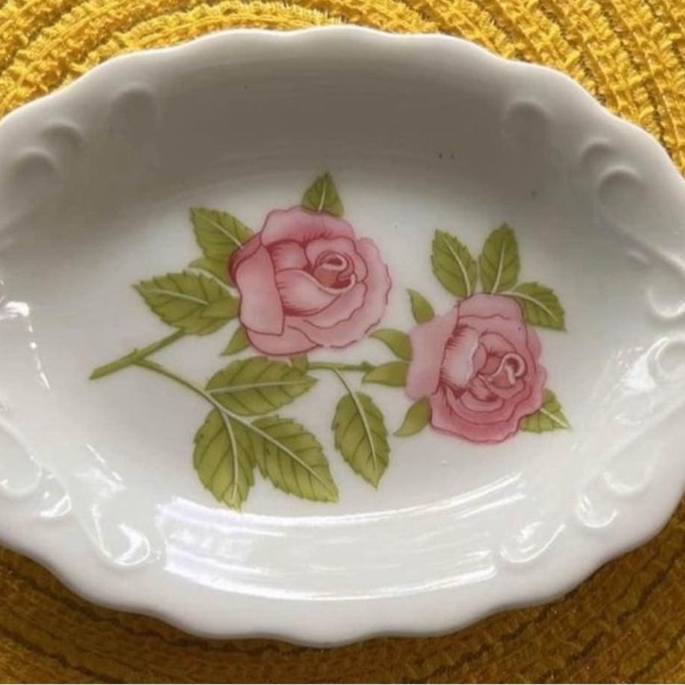 Vintage Yardley Whire Floral Oval Porcelain Dish